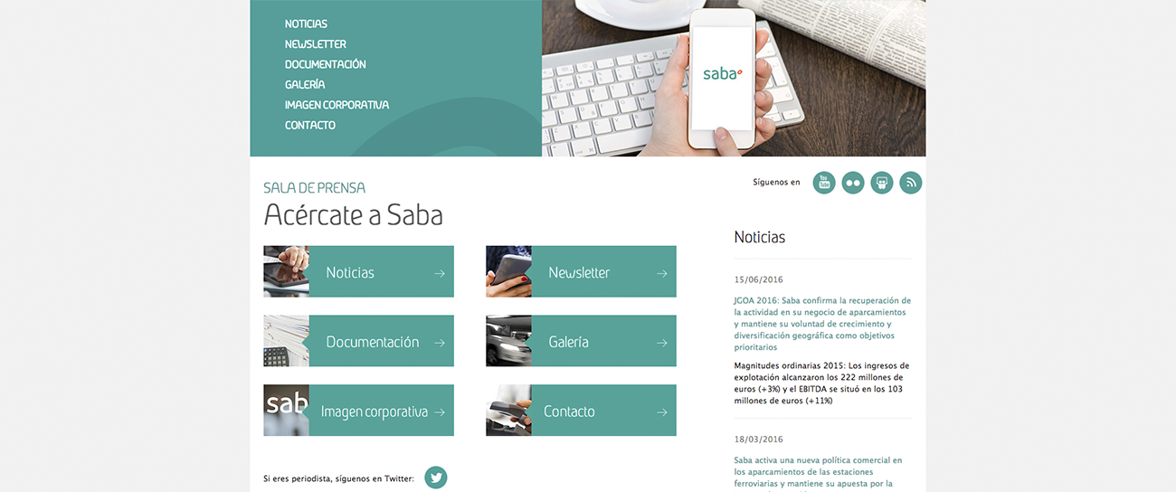 Web corporativa Saba Infraestructuras